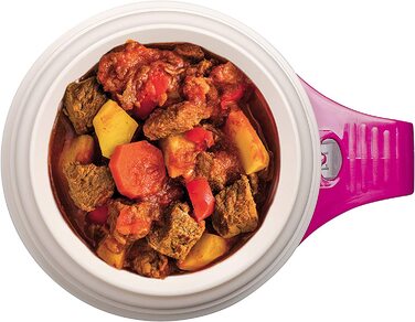 Термос для їжі ROTPUNKT 0,85 л, скляний вкладиш, BPA-free, малиновий