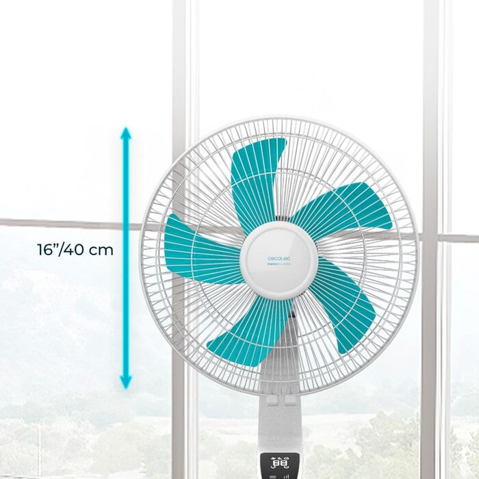 Вентилятор підлоговий Cecotec EnergySilence 610 Max Flow 70 Вт, 40 см, 4 швидкості, таймер 2 год, 90° обертання, регульований кут нахилу, пульт, білий/синій