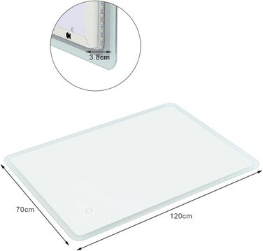 Дзеркало для ванної кімнати Kedia LED з підсвічуванням, 100x60 см та 120x70 см (білий)