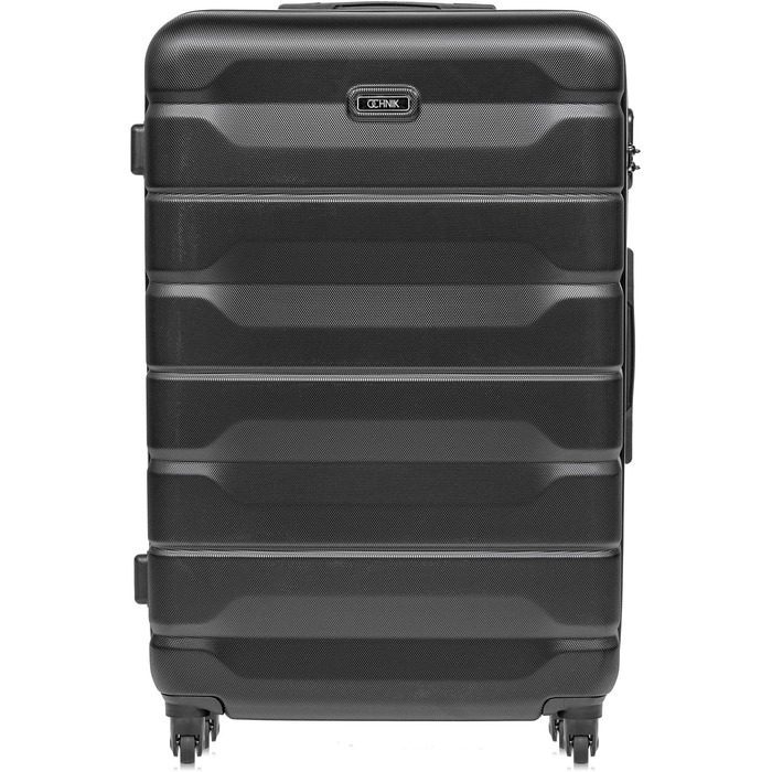 Велика валіза OCHNIK з ABS, синя, 76x49x29 см, 94 л, жорсткий корпус, 4 колеса, кодовий замок