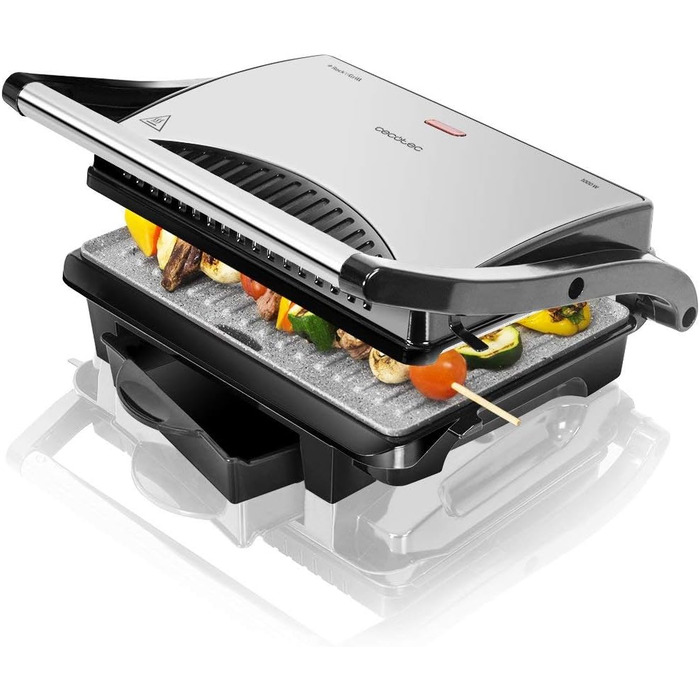 Електрогриль Cecotec Rock'nGrill 1500 Rapid з RockStone-покриттям, регульованою кришкою, піддоном для жиру, 1000 Вт