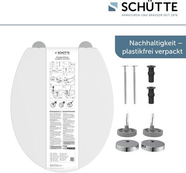 Сидіння для унітаза SCHÜTTE з мікроліфтом (Soft-Close), біле, матеріал Duroplast, Slim дизайн, витримує до 200 кг