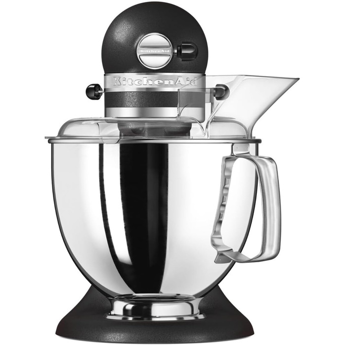 Кухонна машина KitchenAid Artisan: планетарний міксер з чашами з нержавіючої сталі 4.8 л та набором із 5 аксесуарів, чорний чавун