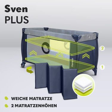 Ліжечко-манеж Lionelo Sven Plus 4-в-1 для немовлят, до 15 кг, з пеленальним столиком, москітною сіткою, вентиляційними боковинами, боковим входом, складне, з сумкою для транспортування