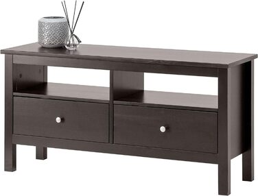 Тумба під телевізор Hagge Home 110x40 см, масив дерева, біла/чорна, для вітальні