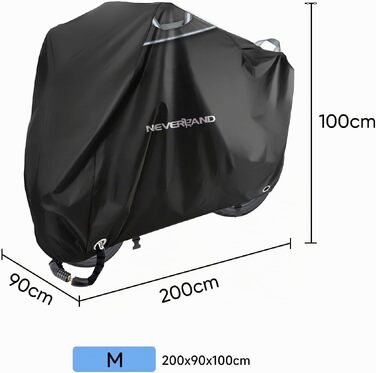 Водонепроникний чохол для мотоцикла 420D, захисний покрив, чорний (M, 200x90x100 см)