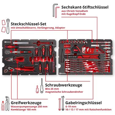 Einhell E-CASE 80: Набір інструментів в кейсі (80 предметів) для дому, майстерні, в дорозі - міцний пластиковий кейс