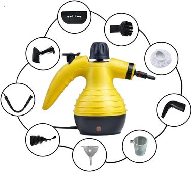 Потужний пароочисник для авто, кухні, техніки та меблів, 9 насадок