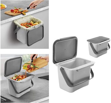 Кухонний відро для сміття METALTEX CUBO DESPERDICIOS, сірий, 4 л, адаптивний пластиковий контейнер