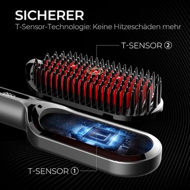TYMO IONIC Plus щітка для випрямлення волосся, професійна, 16 температур, 80-230℃, LCD-дисплей, подвійна напруга, захист від опіків, чорна