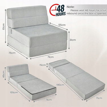 Диван Costway, 71 x 76 см, тканина, сірий