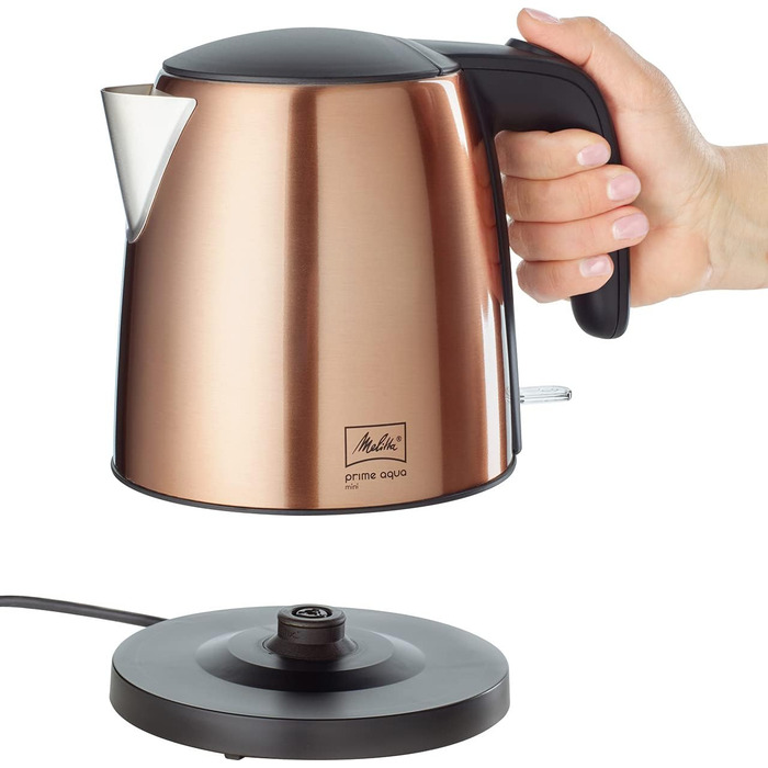 Електрочайник MELITTA Prime Aqua mini, 1 л, 2200 Вт, нержавіюча сталь, купрум