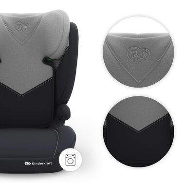 Дитяче автокрісло Kinderkraft I-SPARK 2 PRO (100-150 см), i-Size, 2 в 1, чорне/сіре