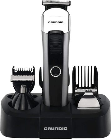 Машинка для стрижки волосся GRUNDIG MGK 6841 з базою для зарядки, 8 насадок, багатофункціональний тример