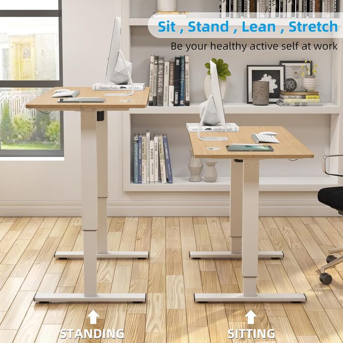Електричний стіл Sogesfurniture 140x60 см, регульований за висотою, для офісу та дому, робочий комп'ютерний стіл з функцією пам'яті, тикове дерево
