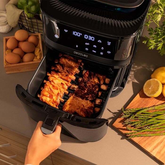 Аерофритюрниця без олії Cecotec Cecofry Mist 7000, 7 л, 1700 Вт, 4-в-1: фритюрниця, пароварка, ферментер, сушарка, 1,4 л резервуар для води, 8 програм, 40-200°C