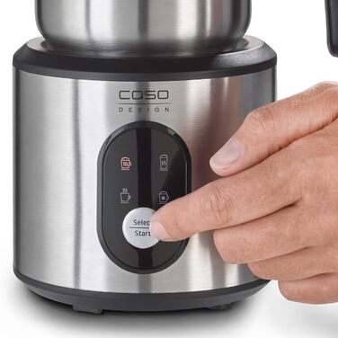 Електричний спінер для молока Caso Crema & Choco Inox, 4 функції, підходить для рослинного молока, нержавіюча сталь, термоізольована ручка, сенсорне LED-управління