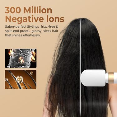 UKLISS Hairstyler 7 в 1: Професійний фен-щітка, стайлер для волосся, повітряна щітка, випрямляч (110 000 RPM) - білий подарунковий набір для жінок