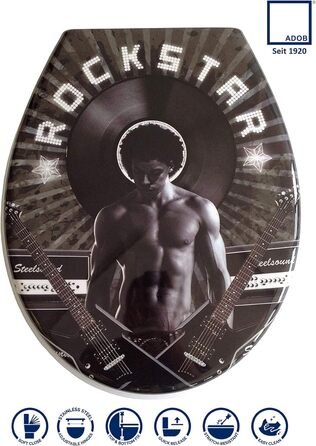 Унітазна кришка Duroplast Rockstar з мікроліфтом, знімна, 59825