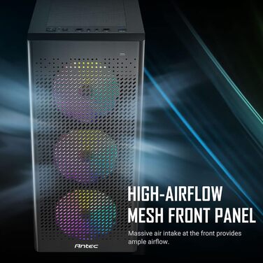 Корпус для ПК ANTEC NX500M ARGB з сітчастою передньою панеллю, 3 ARGB вентиляторами 120 мм, скляною бічною стінкою, підтримкою до 6 вентиляторів і радіатора 360 мм, Type-C 3.2 Gen2