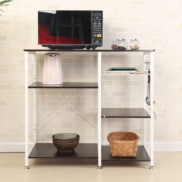 Стелаж кухонний Sogesfurniture W5S-BK-BH, 90x40x83 см, чорний & горіх (мікрохвильова піч, хліб)