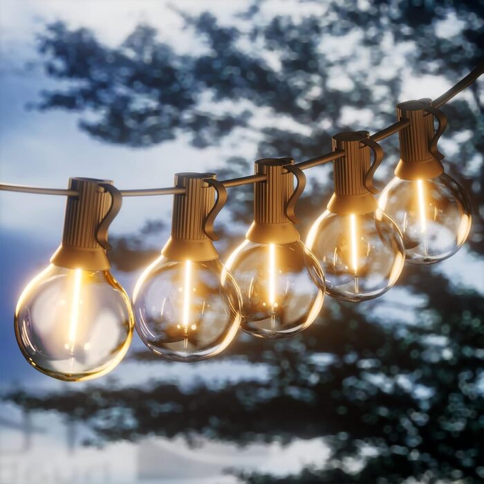 LED гірлянда Bomcosy 60м, G40 для вулиці, 100+4 лампочки, IP44, тепле світло для саду, тераси, вечірки