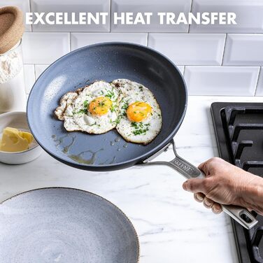 GreenPan Paris Pro сковорода з антипригарним покриттям Hartelox, 25.4 см, без PFAS, придатна для миття в посудомийній машині, сіра