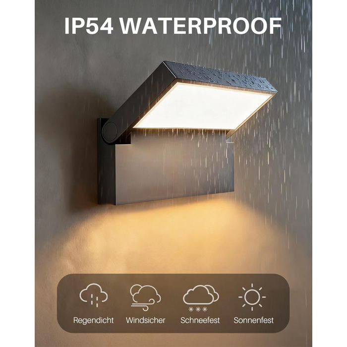 Світильник вуличний настінний LED EBION 18W, поворотний на 90°, водонепроникний IP54, алюміній, 4000K, антрацит