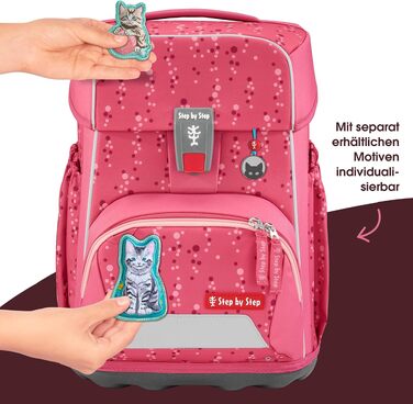 Шкільний рюкзак Step by Step BASIS 'Pink Bubbles' рожевий, ергономічний набір з 4 предметів для дітей 1 класу, 20 л, з рефлекторами та ременями