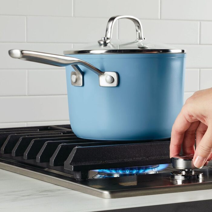 Набір посуду KitchenAid Harteloxierte керамічний антипригарний 9 предметів (Синій оксамит, 2.9 л)
