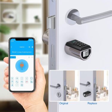 Електронний дверний замок WELOCK для вхідних дверей з PIN-кодом, Bluetooth, додатком, водонепроникний, для дверей 50-100 мм
