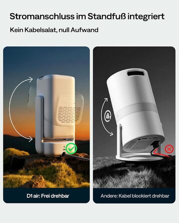 Проектор Aurzen D1 Air Smart: 1080P, 4K, HDR10, Dolby Audio, Netflix, USB-C, Автофокус, Компактний