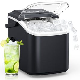 Льодогенератор портативний Klein Ice Maker 12 кг/24год, швидке виробництво льоду (8 кубиків за 6 хв), 2 розміри кубиків, самоочищення для дому, кухні, кемпінгу, вечірок