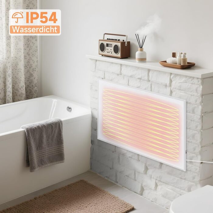 Інфрачервова настінна панель Mursche 450W з термостатом та Wi-Fi, електрична, енергозберігаюча, з пультом дистанційного керування та можливістю встановлення на стіну