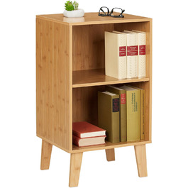 Бамбукова книжкова полиця Relaxdays, 2 секції, відкритий шафа, 70x40x35 см, регульована полиця, підлогова, натуральний колір, фіброва плита