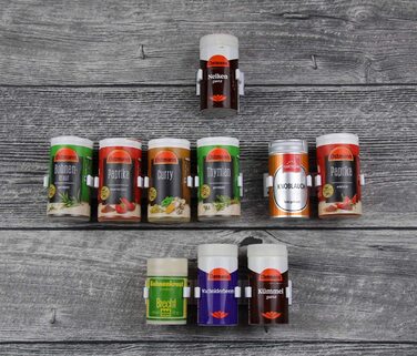 Kamoro HOME & KITCHEN органайзер для спецій без свердління, кліпси для кріплення, 6 смуг для 30 баночок (білий)