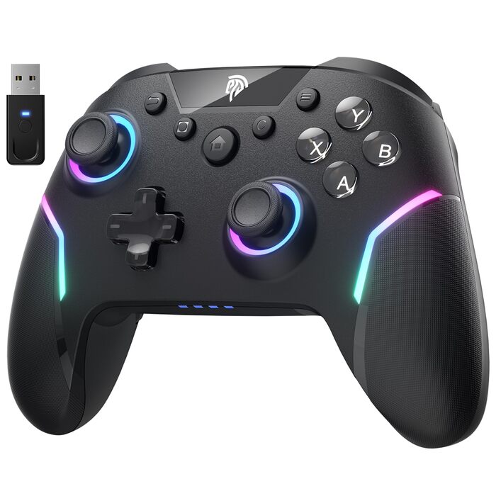 Бездротовий геймпад EasySMX X20 для PC, Switch та смартфонів: RGB підсвітка, Hall-ефект стіки, механічні кнопки, гіроскоп 6 осей, Bluetooth (Чорний)