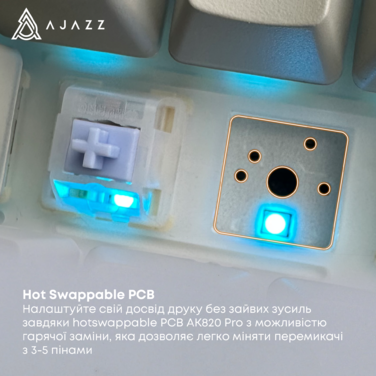 Бездротова механічна клавіатура Ajazz  AK820 PRO 75% Gift Switch Black RGB  (AK820PRO-G-BGY)