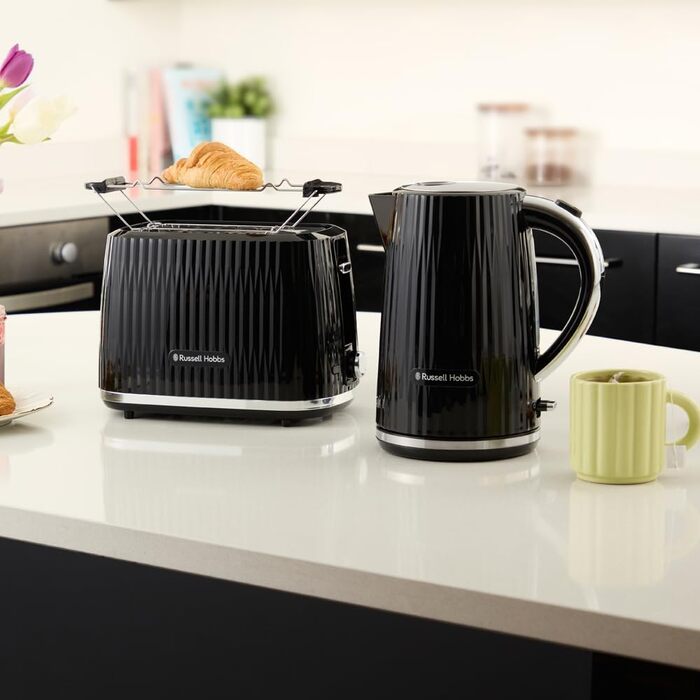 Тостер Russell Hobbs Eden на 2 тости, чорний - 6 режимів, підйом, розморожування, підігрів, лоток для крихт, тримач для булочок 27372-56