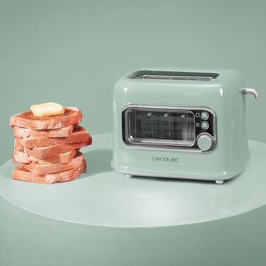 Тостер Cecotec RetroVision Vertical 700W, 2 слоти, ретро-дизайн, зелений