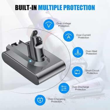 Акумулятор для пилососа Dyson V6 (Powtree) + 2 фільтри + захисна кришка + гвинти, Сірий