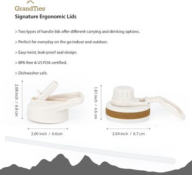 Термопляшка GRANDTIES 946ml з широким горлом та двома кришками, білий колір, для чоловіків та жінок