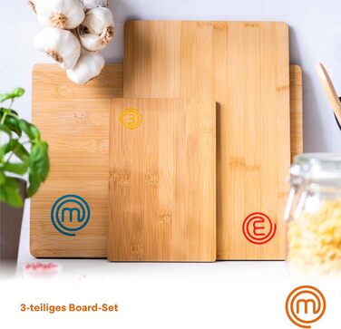 Набір обробних дощок MasterChef з бамбука, 3 штуки, кольорове маркування, 38×27,5 см, 34×23,5 см, 23×15 см, для кухні, підходять для миття в посудомийній машині