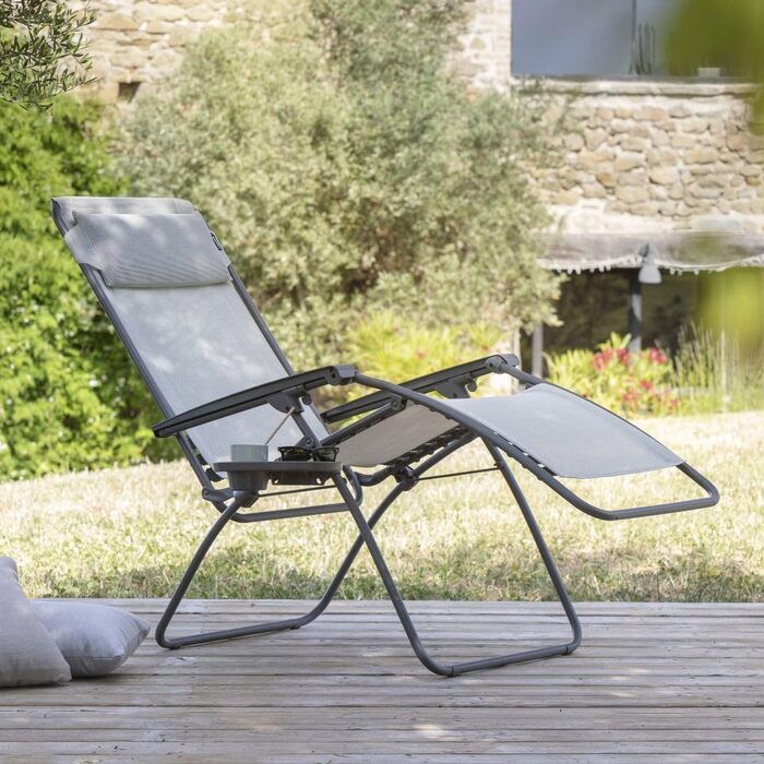 Крісло-шезлонг Lafuma Mobilier Zero Gravity R Clip - розкладне для тераси та саду, міцне Batyline®, багатопозиційне, комфортне, Франція, кольору жита