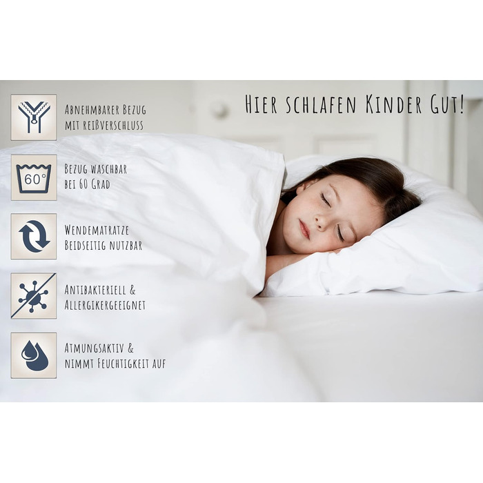 Дитяче ліжко Kids Collective 70x140 см з матрацом, висувною шухлядою, рейковим дном і бортиком безпеки, біле, з ящиком для білизни, виготовлене в Європі, для дітей до 6 років