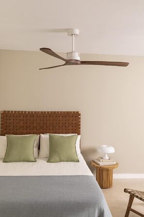 Вентилятор стельовий WINDLARGE XL з пультом, 152 см, 40W, DC-мотор, 6 швидкостей, Wi-Fi, білий/темне дерево