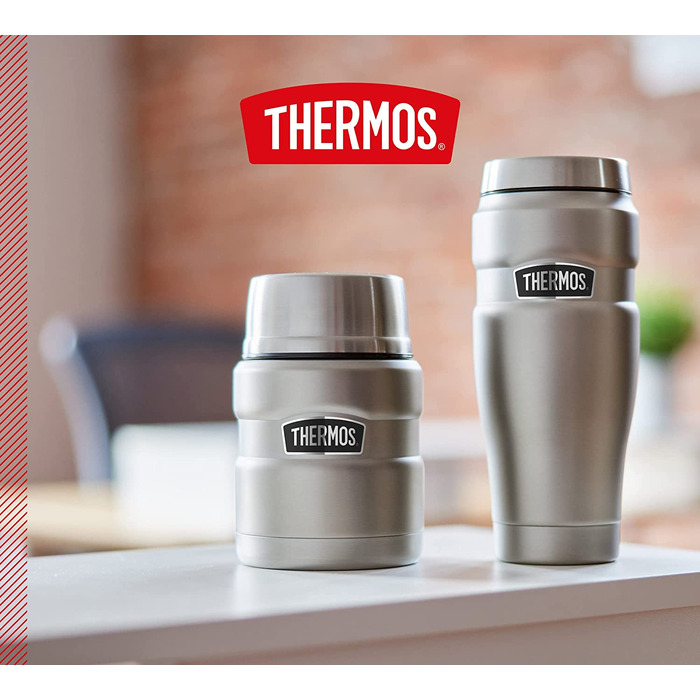 Термос для їжі Thermos Stainless King 470 мл з ложкою, нержавіюча сталь, тримає тепло 9 годин/холод 14 годин, герметичний контейнер для супу, каші, страв