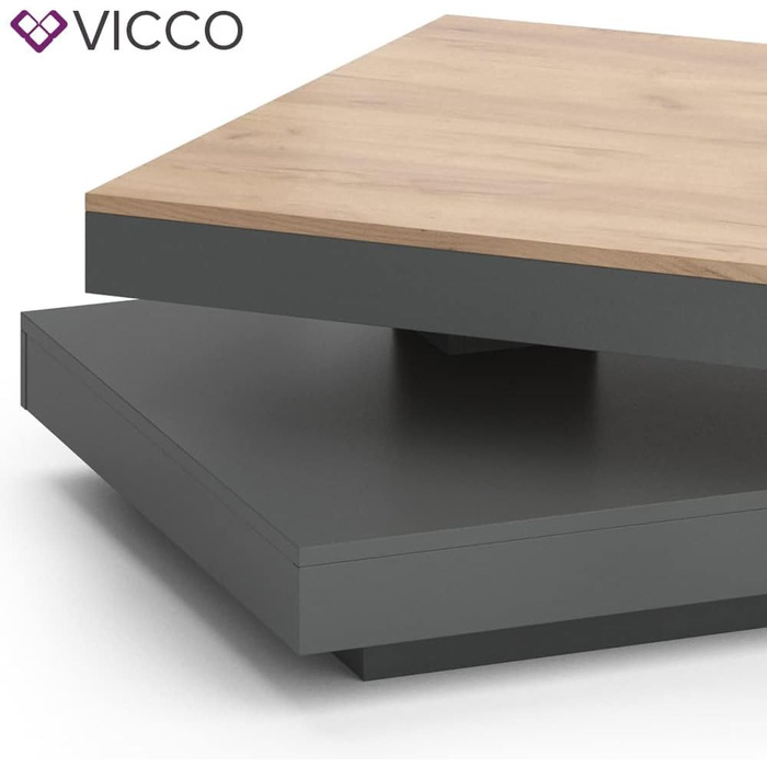 Журнальний стіл Vicco Elias, антрацит/дуб золотий, 70x34 см