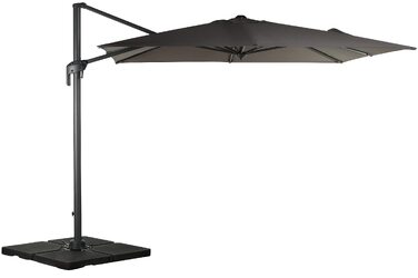 Квадратна садова парасолька Deuline FLORENZ 270x270 см, алюмінієвий стержень, з ручкою-колінчастом механізмом, водовідштовхуюча тканина з UV-захистом, сіра
