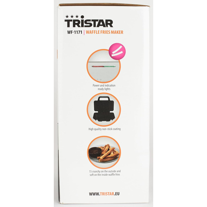Вафельниця Tristar WF-1171 для картоплі фрі, 1000 Вт, нержавіюча сталь, сріблясто-чорна, на 15 порцій
